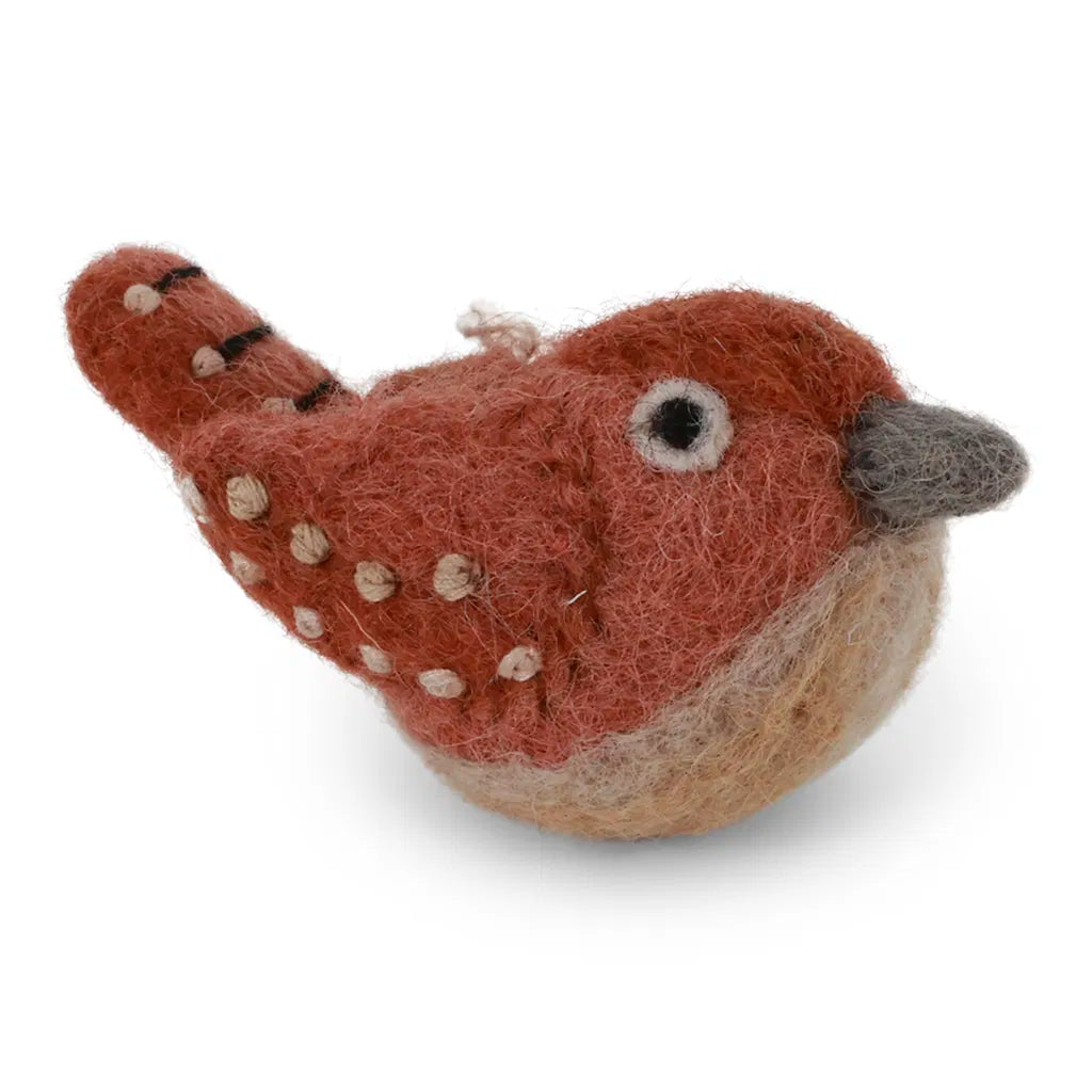 Gry & Sif Felt Bird - Wren Rusty Brown