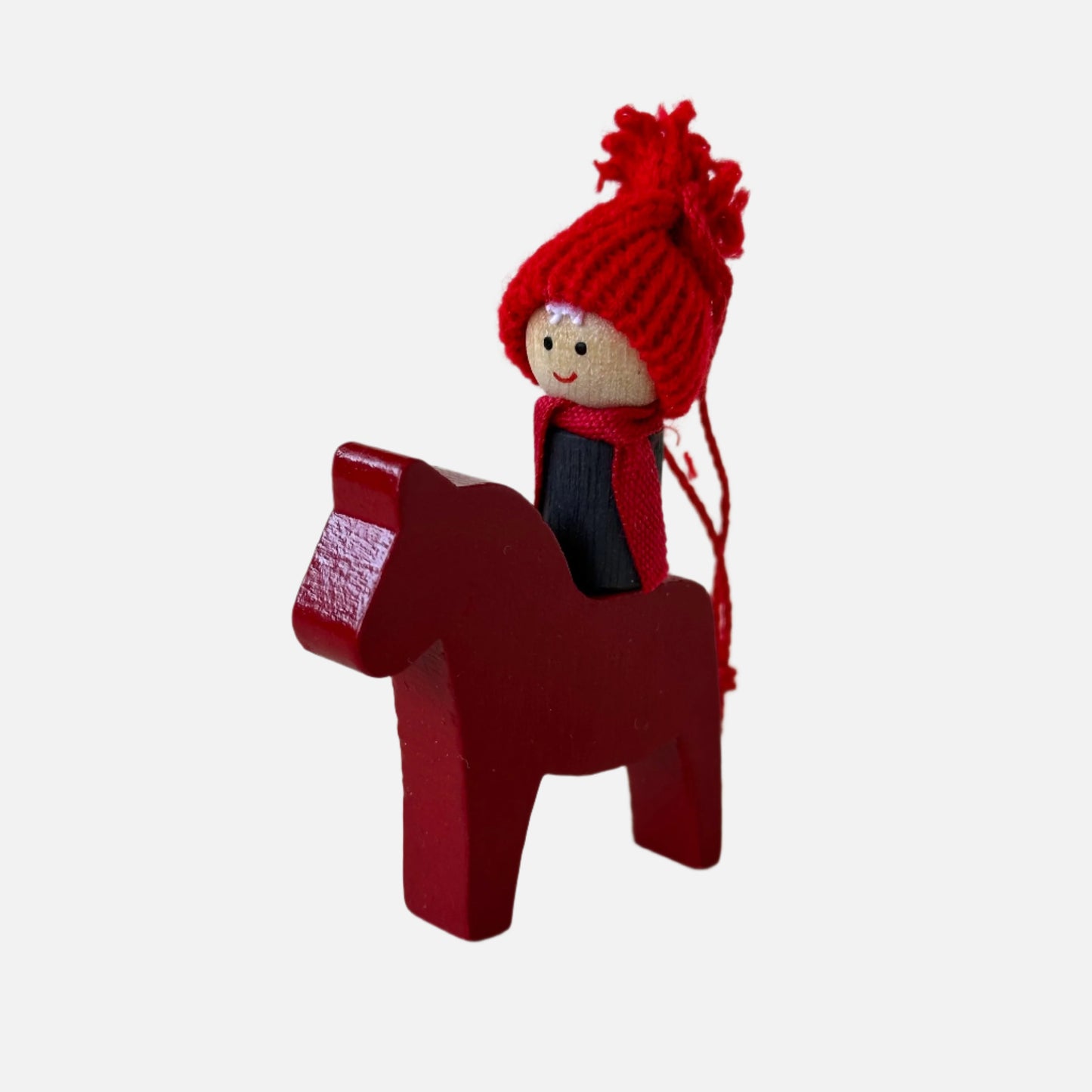 Small Child on Red Dala Horse Ornament