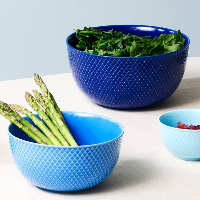 Lyngby Porcelæn - Rhombe Color - 8.7" Serve Bowl - Dark Blue