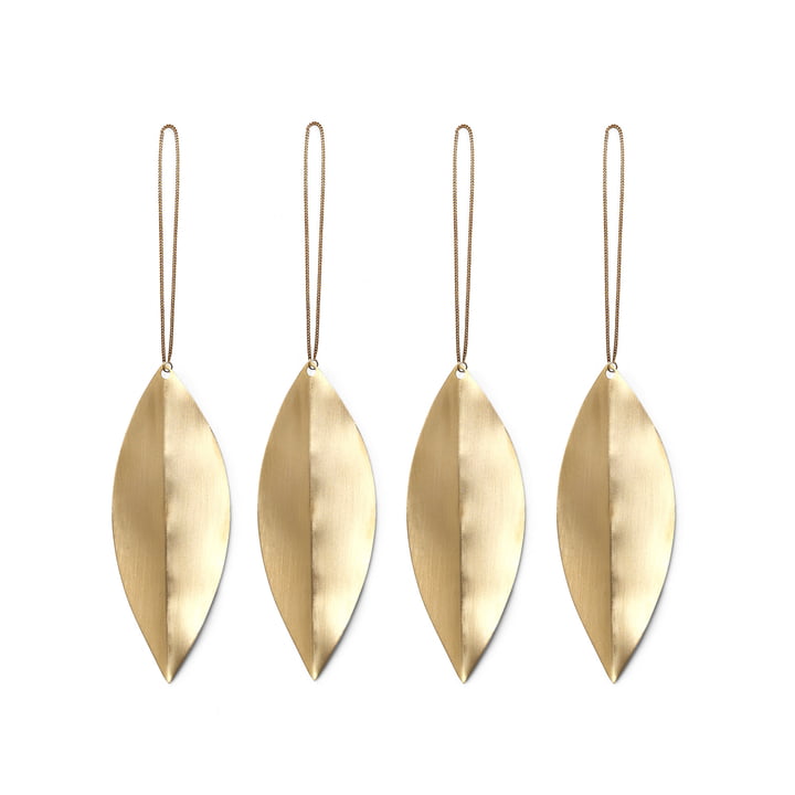 Ferm Living Leaf Brass Ornaments, Set of 4