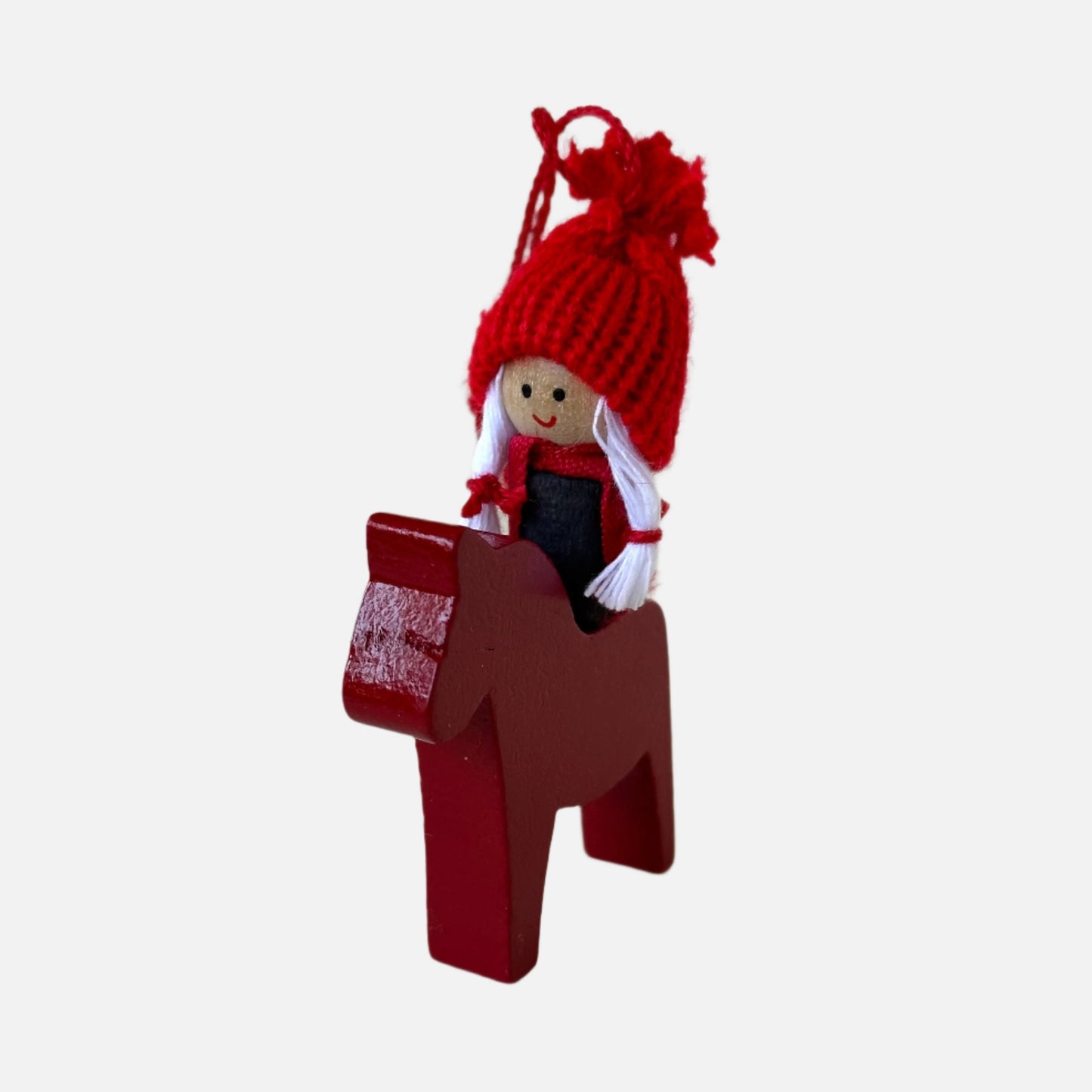 Small Child on Red Dala Horse Ornament