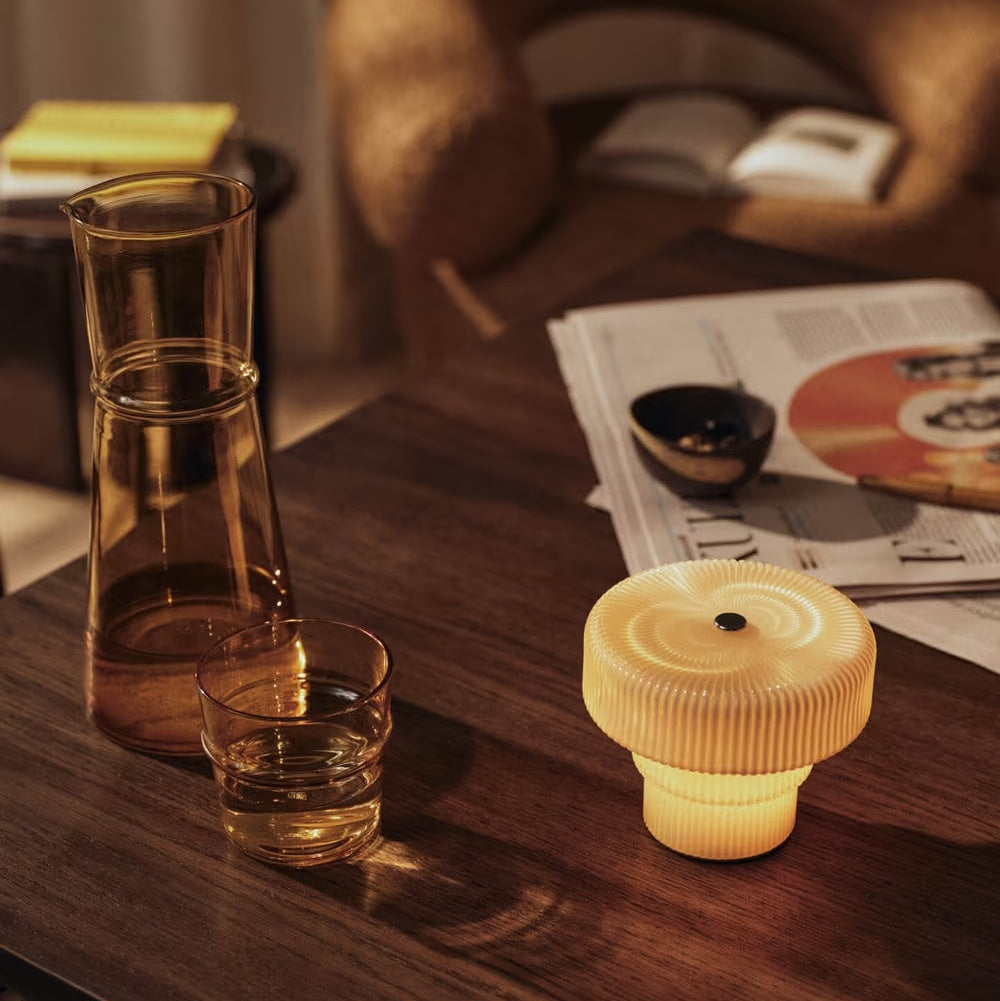 Ferm Living Ripple Portable Lamp in Oat Color
