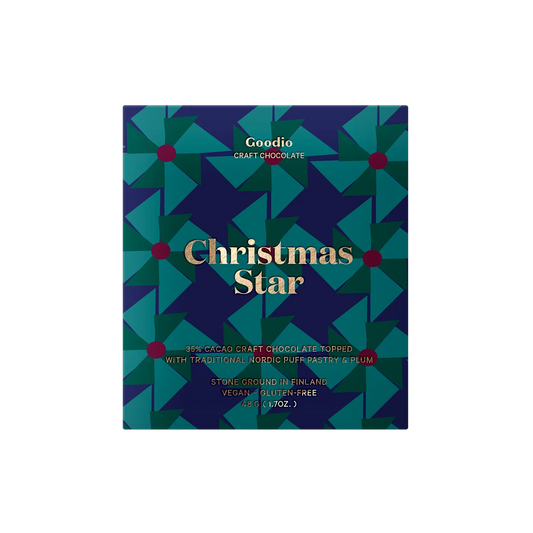 Goodie Craft Chocolate Christmas Star packaging with geometric design on a white background