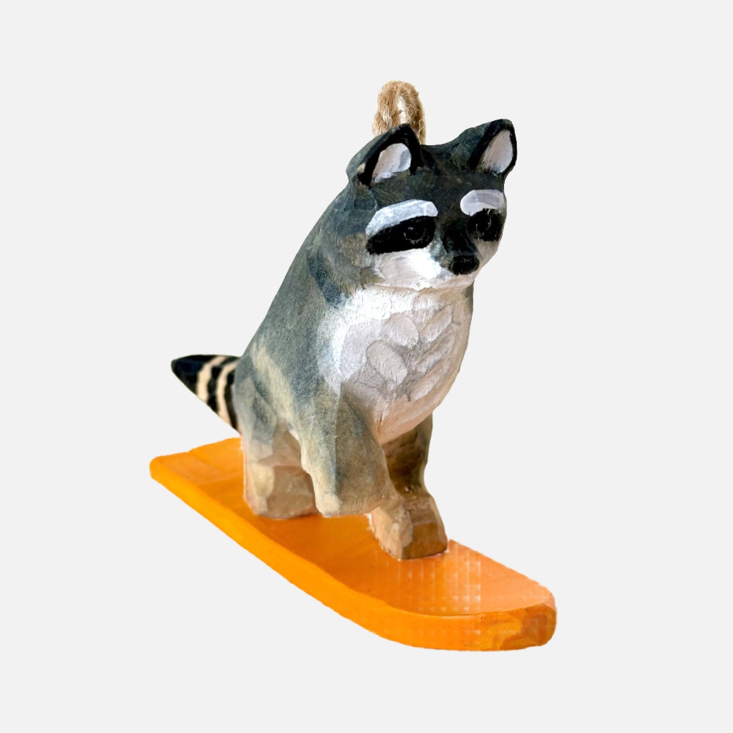 Wooden Animal on Snowboard Ornament