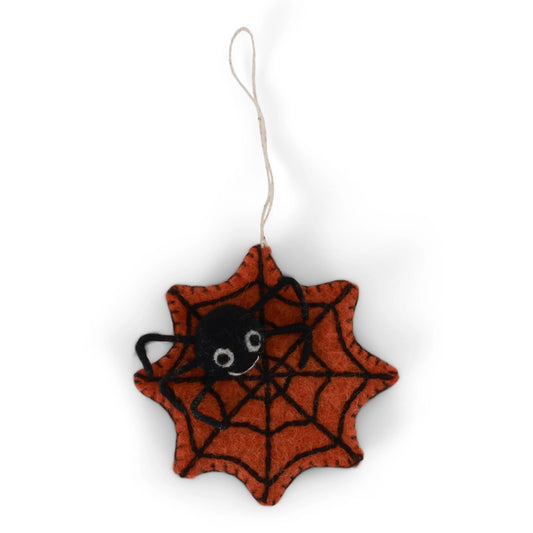 Gry & Sif Felt Halloween Spider w/ Web Ornament