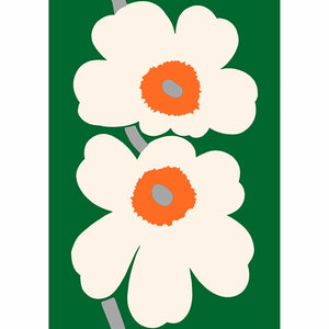 Marimekko Fabric Yardage - Unikko Sateen - Green / White / Orange