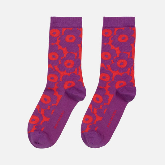 Marimekko Unikko socks in Violet and Red