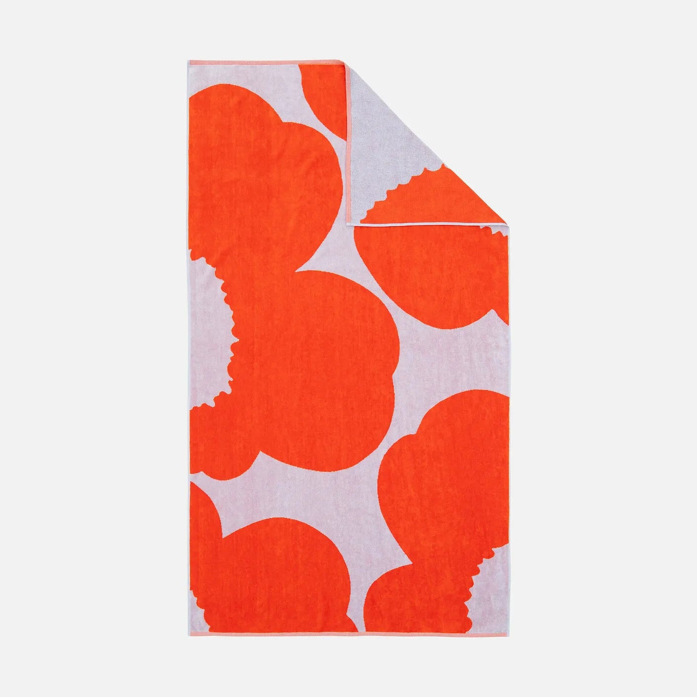 Marimekko ISO Unikko Bath Towel in Lilac and Red Orange