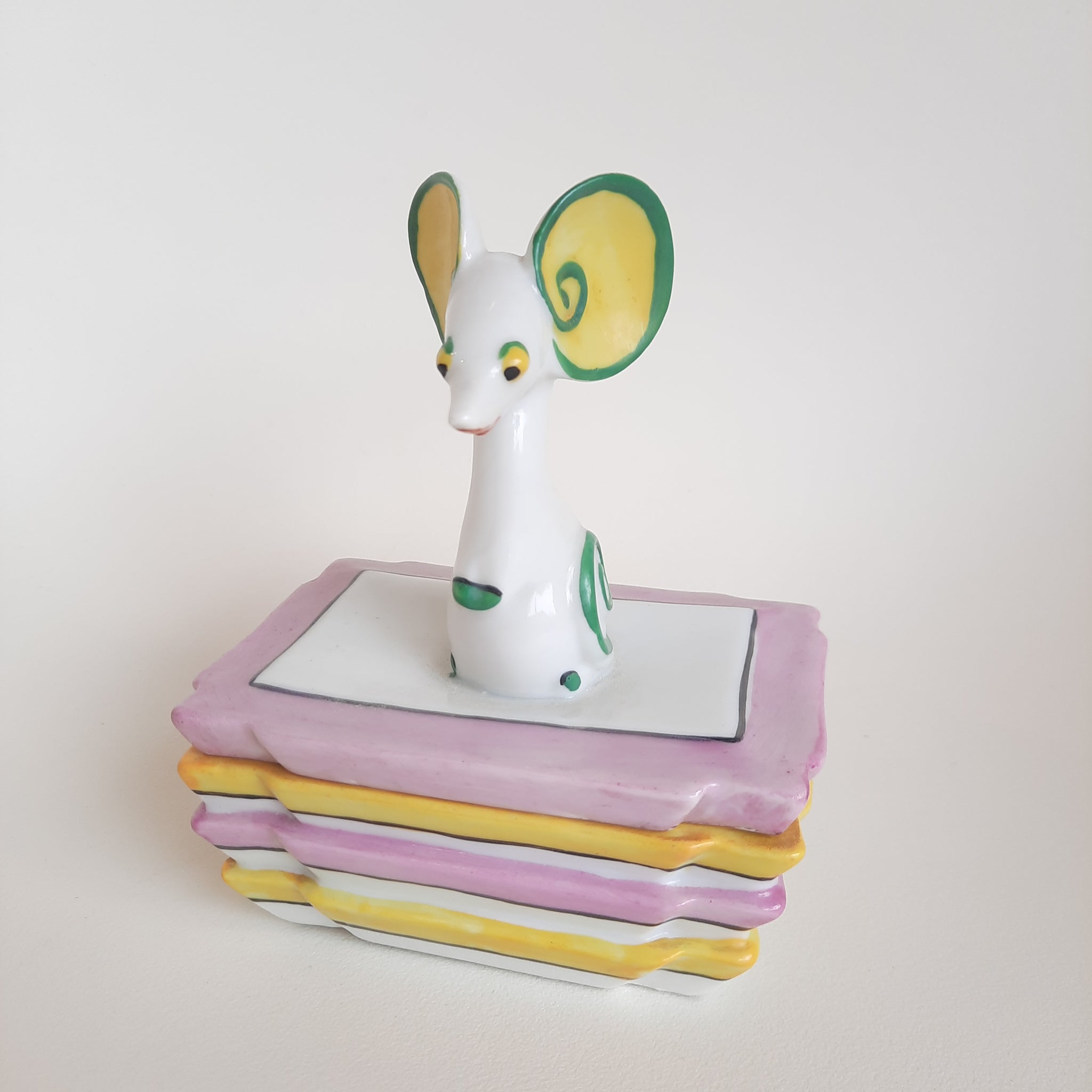 Vintage 1930's German Porcelain Mouse Trinket Dish