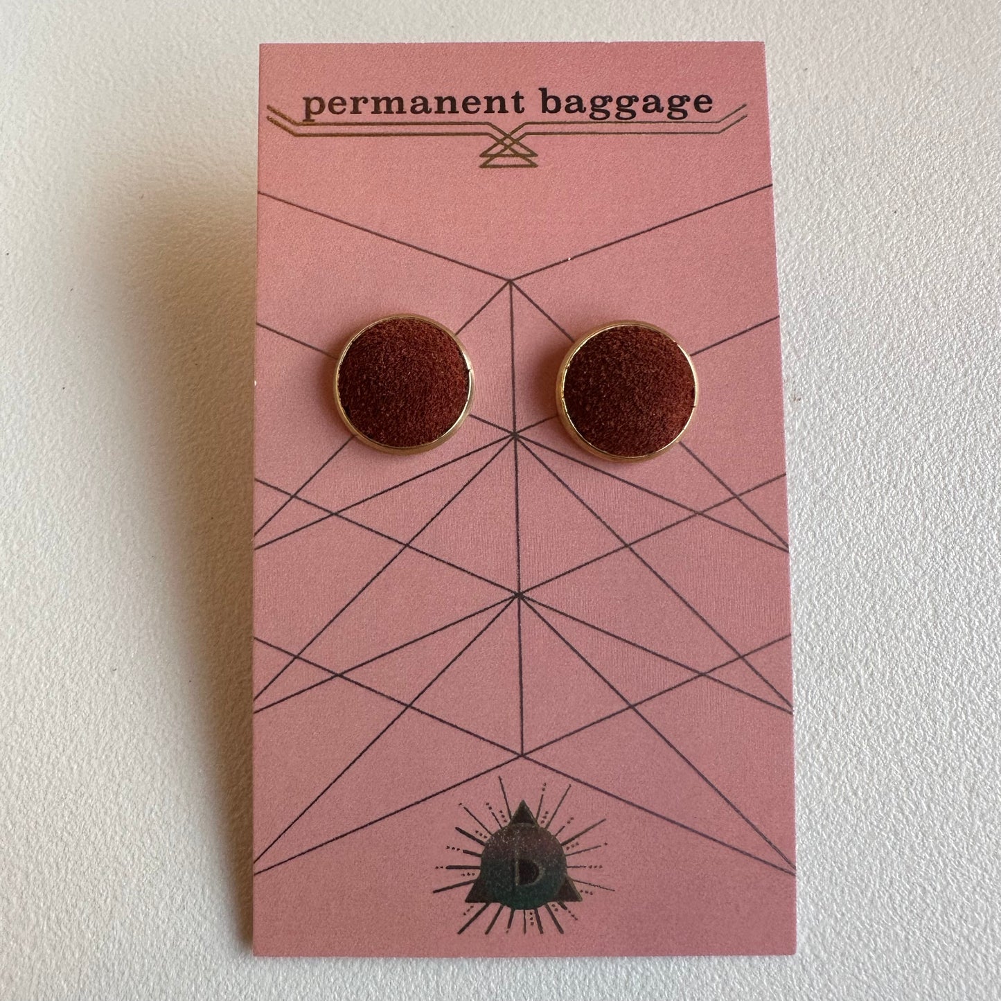 Permanent Baggage Button Leather Earrings