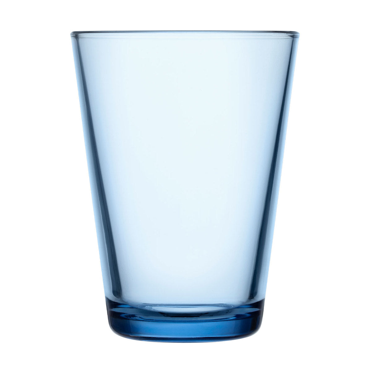 Blue glass tumbler on white background.