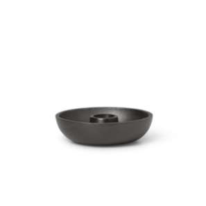 Ferm Living Bowl Candle Holder, Single, Blackened Aluminum