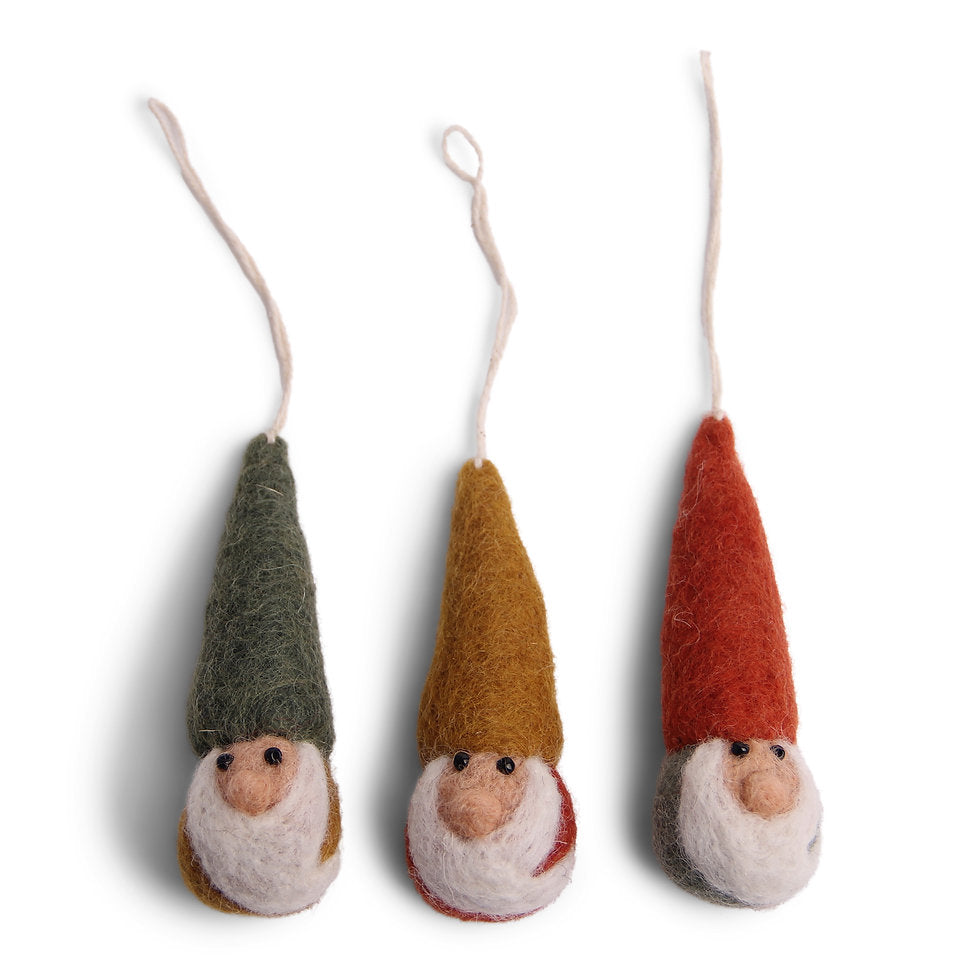 Én Gry & Sif Felt Gnome Ornaments Colorful, Set of 3