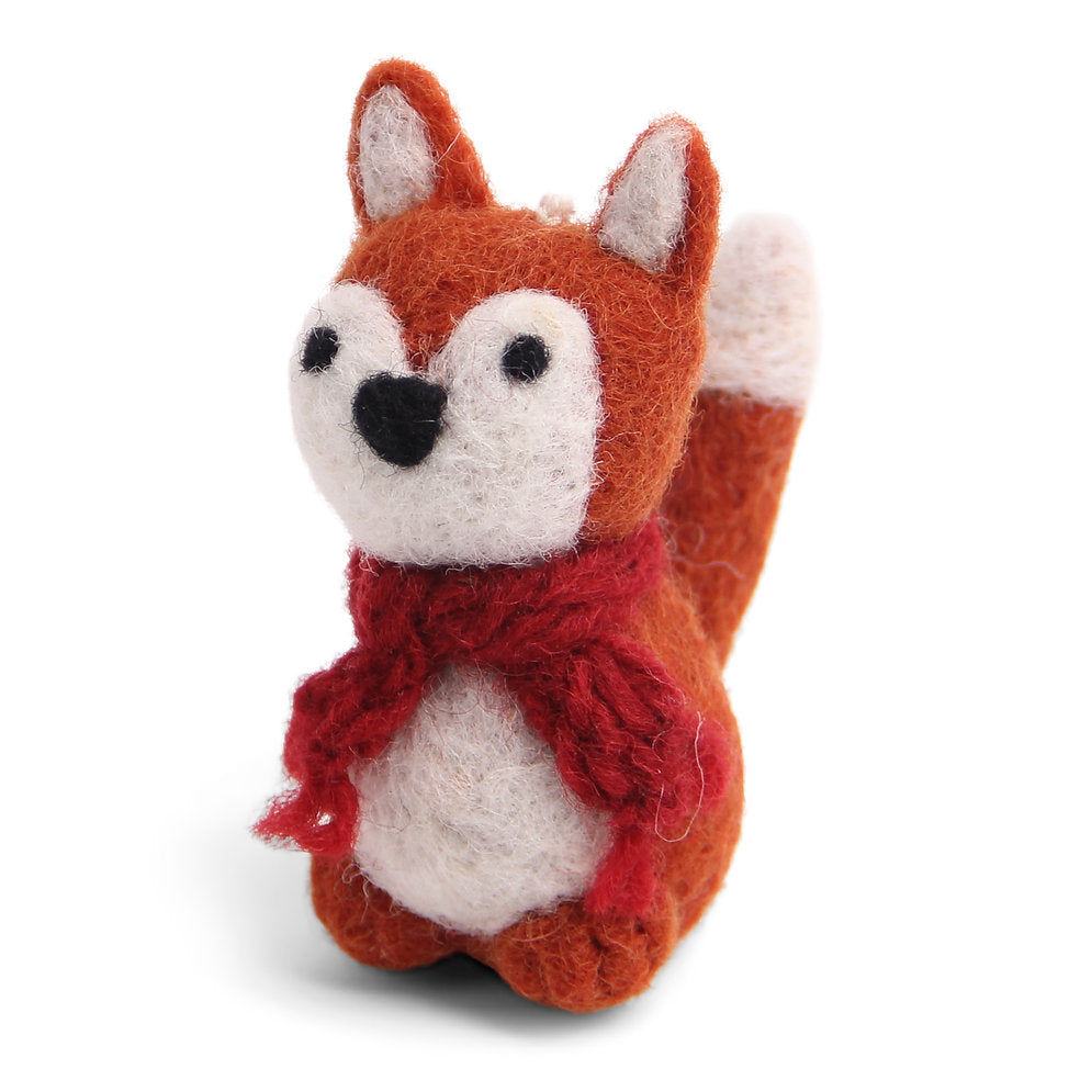 Gry & Sif Felt Fox with Scarf Ornament