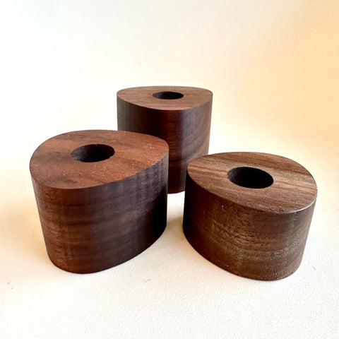 Pete Hill Walnut Reuleaux Triangle Candleholders Set of 3