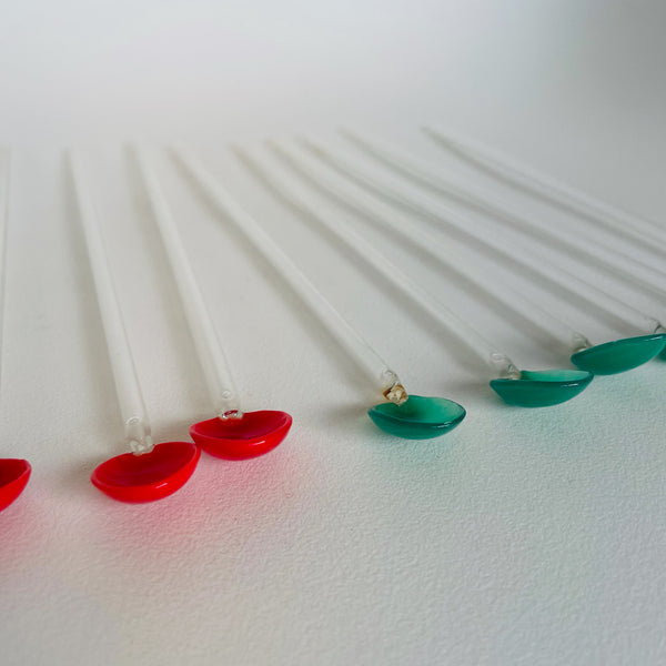 Vintage Glass Swizzle Sticks, Set of 9