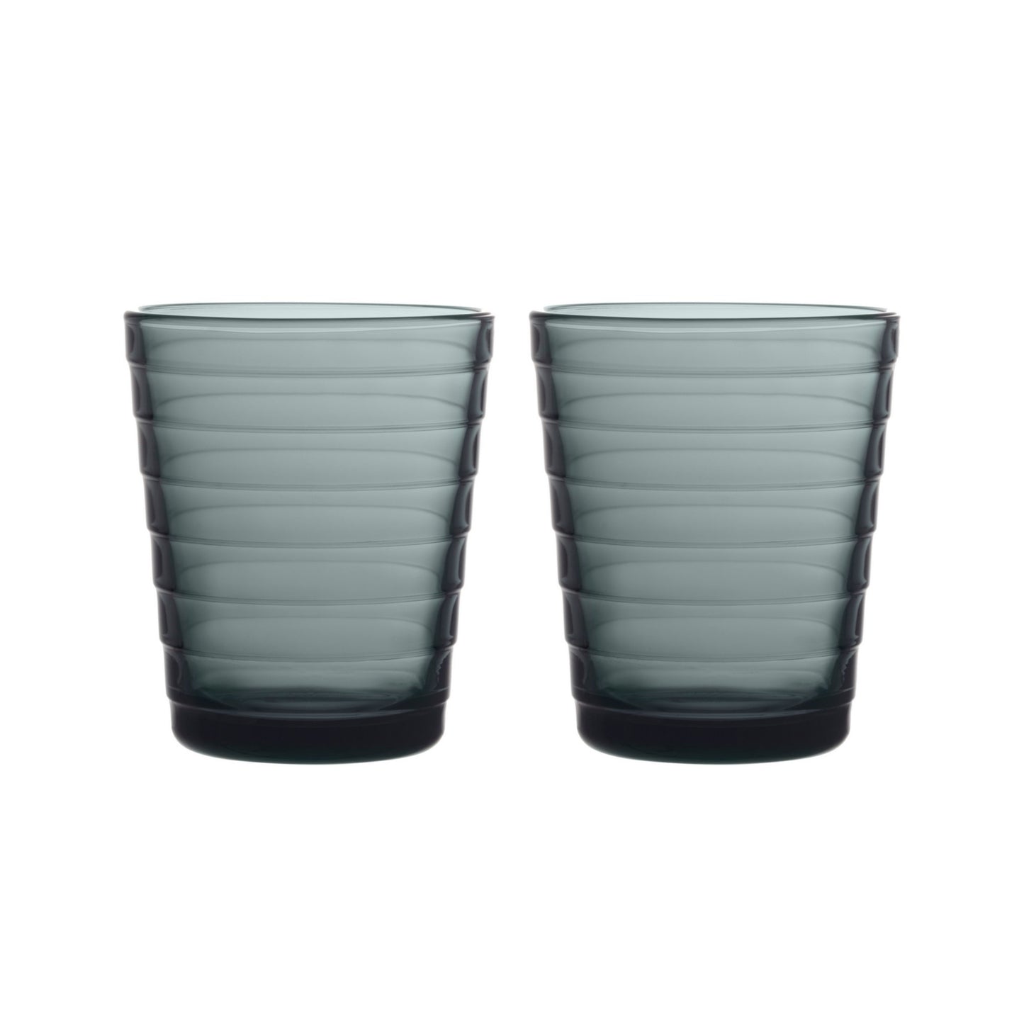 Dark smoke colored striped glass tumblers. 