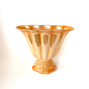 Vintage Cowan Iridescent Orange Seahorse Fan Vase