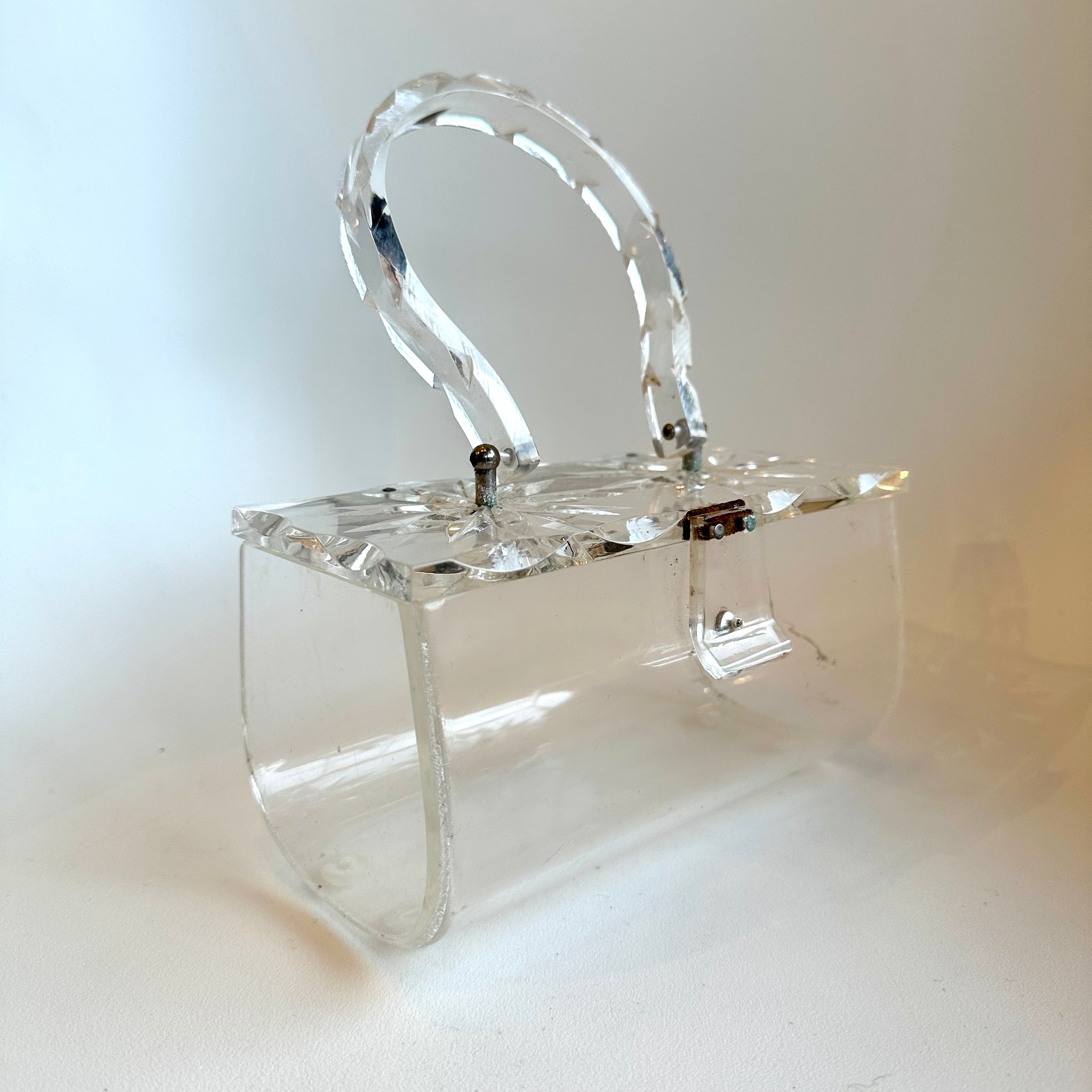 Clear lucite purse on sale