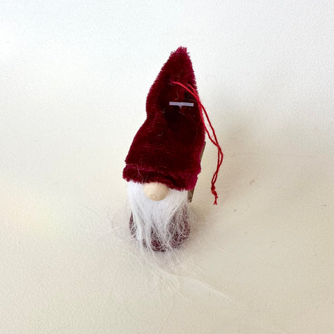 Small Red Velvet Santa Gnome Ornament
