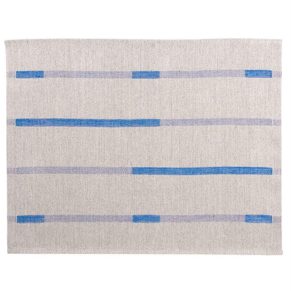 Natural linen and blue striped placemat.