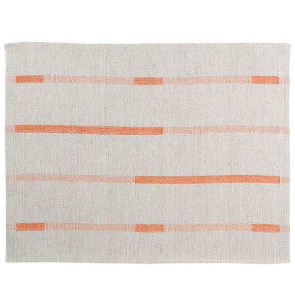 Natural linen and orange striped placemat.