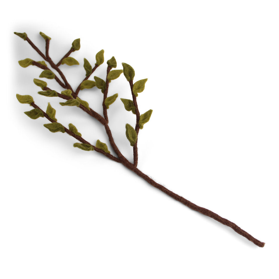 Én Gry & Sif Felt Branch w/ Green Leaves