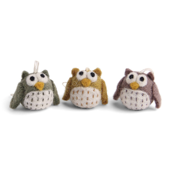 Én Gry & Sif Felt Little Owl Set of 3 Ornaments