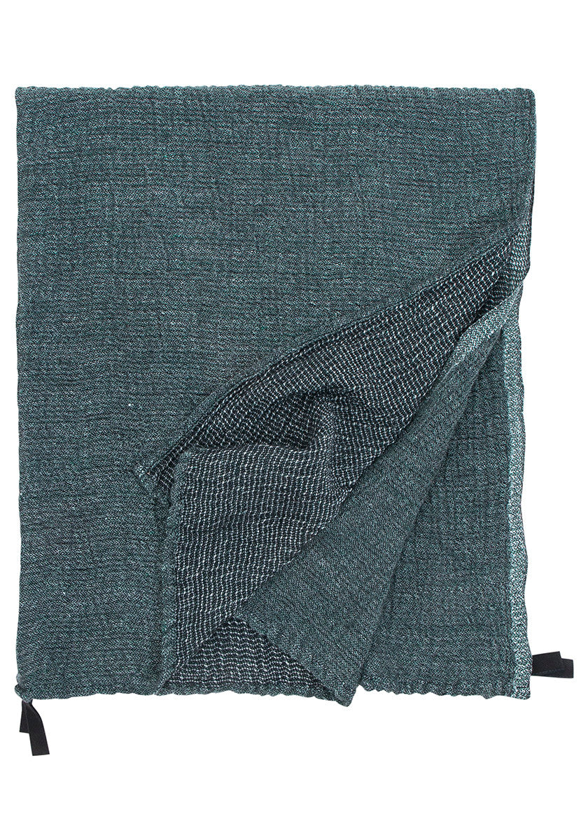 Black and green linen towel.
