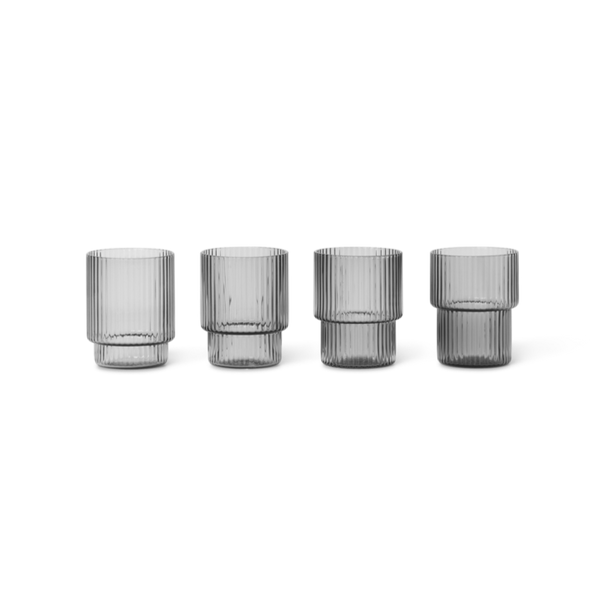 グラス・カップ・酒器 ferm living Ripple Small Glasses Ripple Small Glasses - Set of 4 - Smoked Glass by ferm