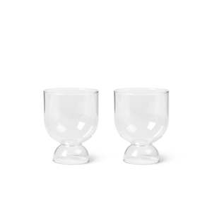 Set of two small clear glasses.